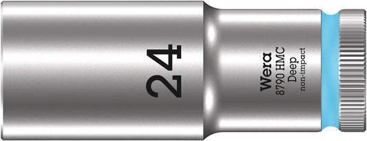 WERA 05004563001 8790 HMC DEEP (1/2" DRIVE SOCKETS - DEEP - 6-POINT) 1/2" DEEP SOCKET SW 24 CYAN