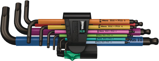 WERA 05022089001 950 SPKL/9 SM MULTICOLOUR LONG ARM HEX KEY SET *SOLD IN PACK QTY OF 5.  USE 05073593001 FOR INDIVIDUALLY PACKAGED VERSION)