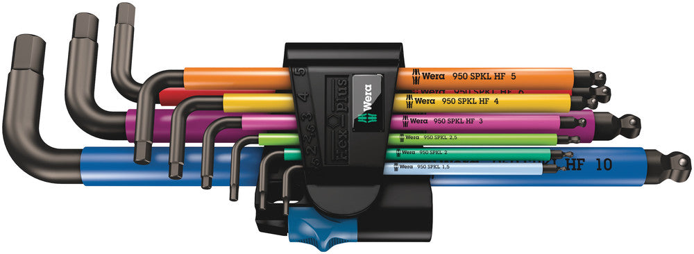 WERA 05022210001 950 SPKL/9 SM HF MULTICOLOUR L-KEY SET, METRIC, BLACKLASER, WITH HOLDING FUNCTION