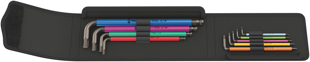 WERA 05022639001 950 SPKL/9 SZ MULTICOLOUR LONG ARM HEX KEY SET (SB PACKAGING, TEXTILE POUCH)