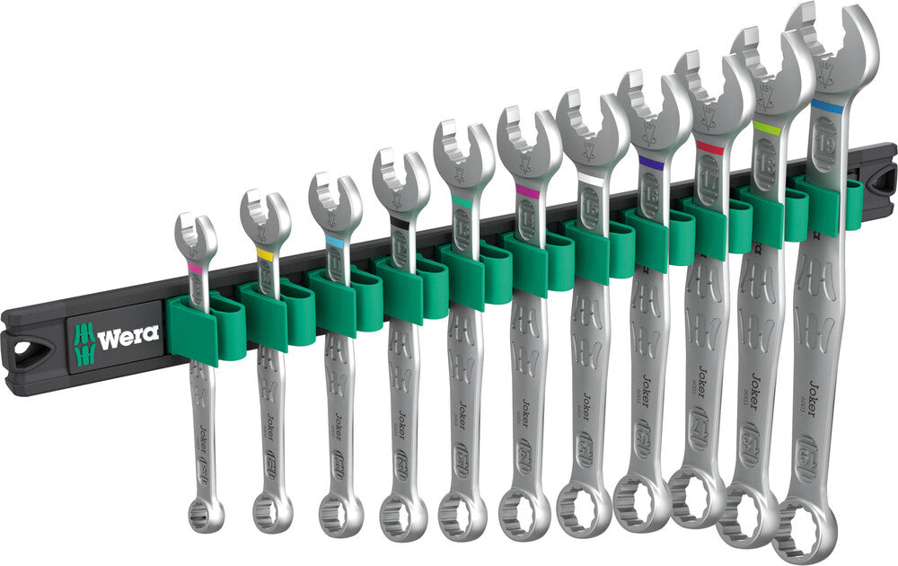 WERA 05020233001 9640 Magnetic rail 6003 Joker 1 Ring spanner set, 11 pieces