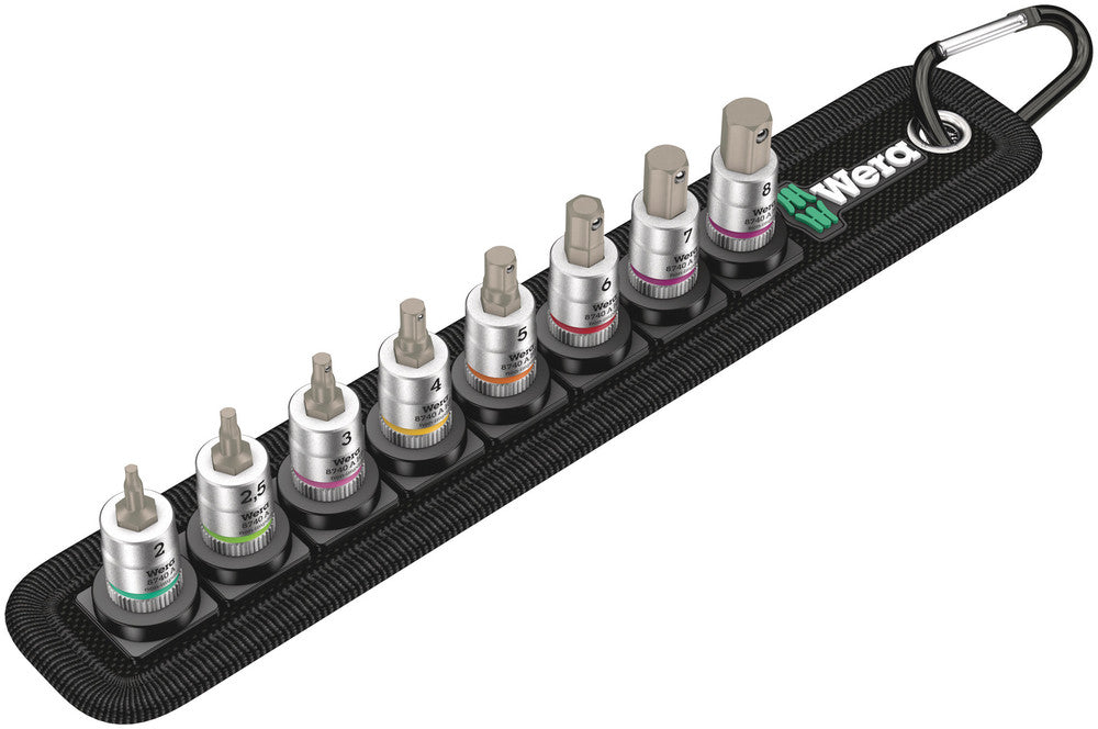 WERA 05003881001 BELT 2 ZYKLOP BIT SOCKET SET WITH HOLDING FUNCTION, 1/4" DRIVE, 8 PIECES