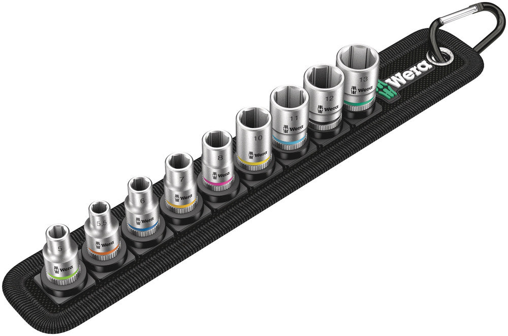 WERA 05003883001 BELT 4 ZYKLOP SOCKET SET, 1/4" DRIVE, 9 PIECES