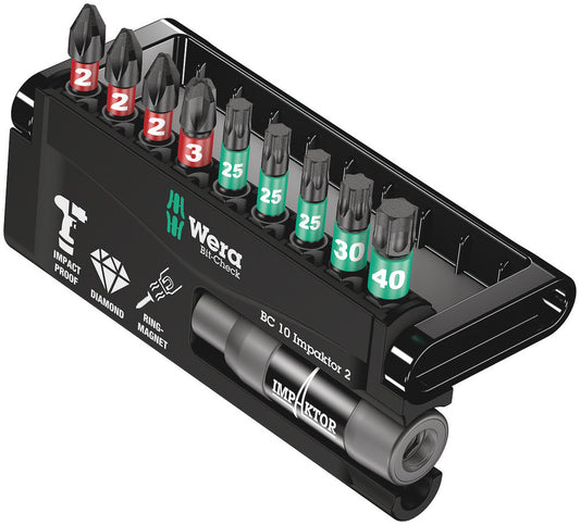 WERA 05057682001 BIT-CHECK 10 IMPAKTOR 2 BITS-ASSORTMENT
