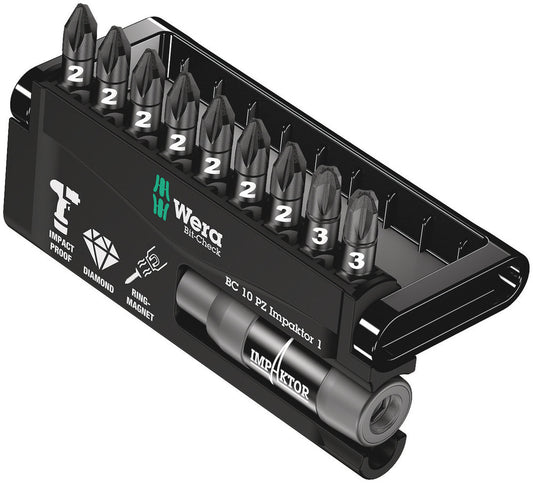 WERA 05057684001 BIT-CHECK 10 PZ IMPAKTOR 1 BITS-ASSORTMENT