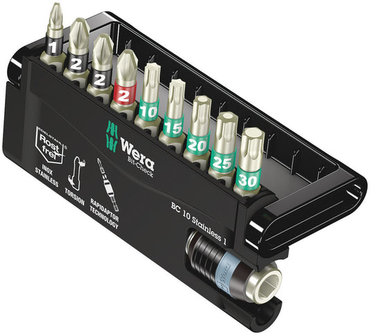 WERA 05071110001 BIT-CHECK 10 STAINLESS 1 BITS ASSORTMENT
