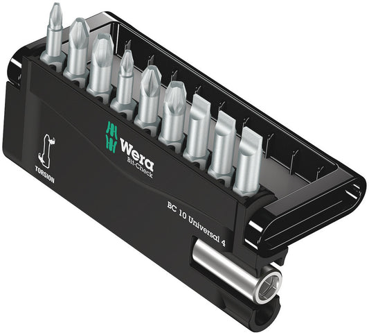 WERA 05056159001 BIT-CHECK 10 UNIVERSAL 4 BITS ASSORTMENT