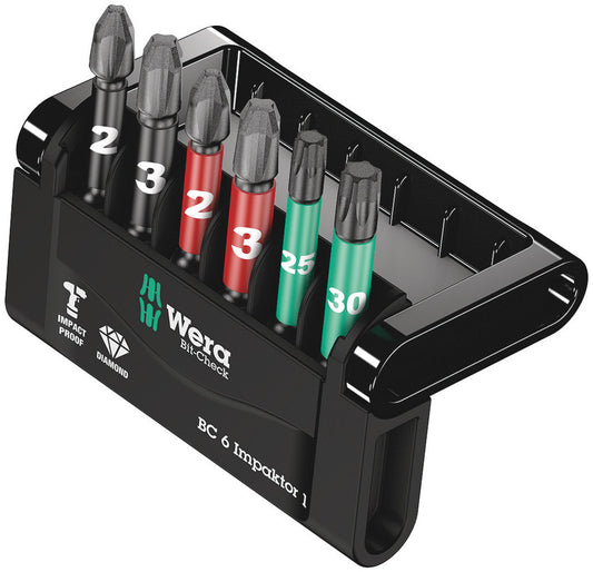 WERA 05057695001 BIT-CHECK 6 IMPAKTOR 1 BITS FOR PH/PZ/TX SCREWS