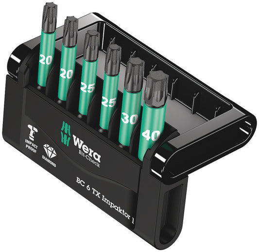 WERA 05057693001 BIT-CHECK 6 TX IMPAKTOR 1 BITS FOR TX SCREWS