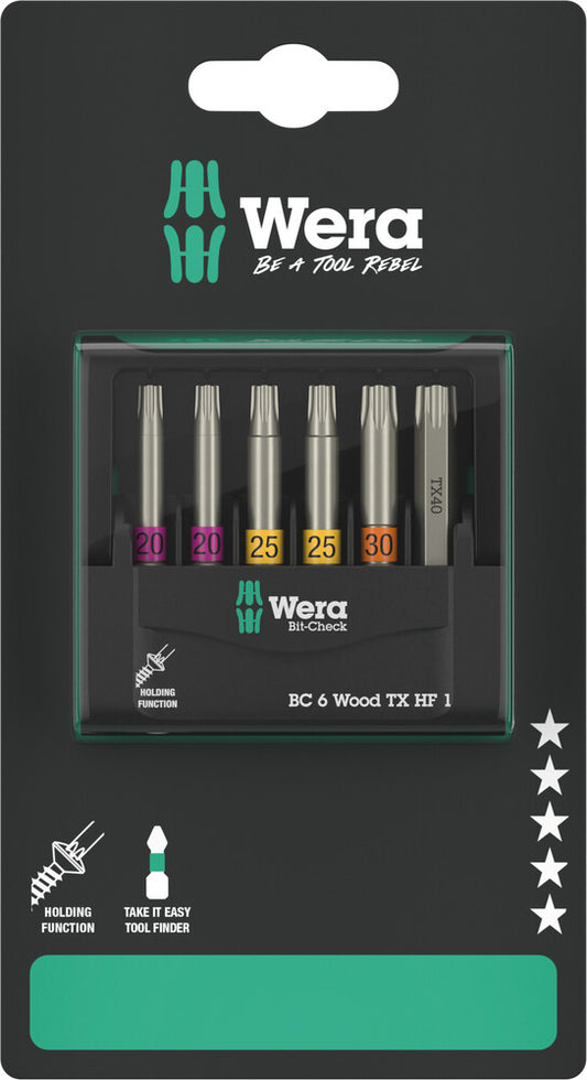 WERA 05073639001 BIT-CHECK 6 WOOD TX HF 1 (SB)