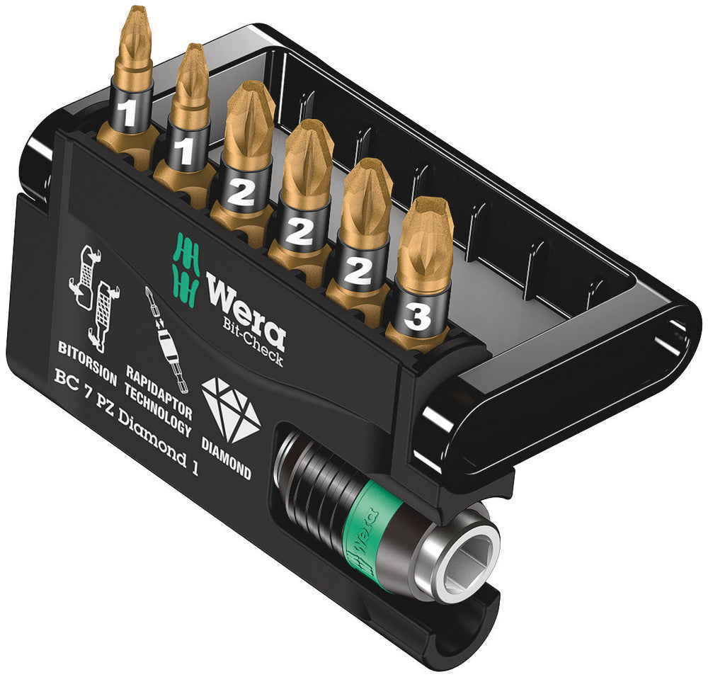 WERA 05057412001 BIT-CHECK 7 PZ DIAMOND 1 BITS + UNIVERSAL BITHOLDER