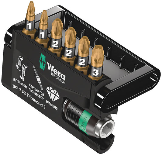 WERA 05057412001 BIT-CHECK 7 PZ DIAMOND 1 BITS + UNIVERSAL BITHOLDER