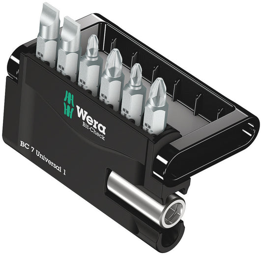 WERA 05056295001 BIT-CHECK 7 UNIVERSAL 1 BITS F. SLOTTED/PH/PZ SCREWS + BITHOLDER