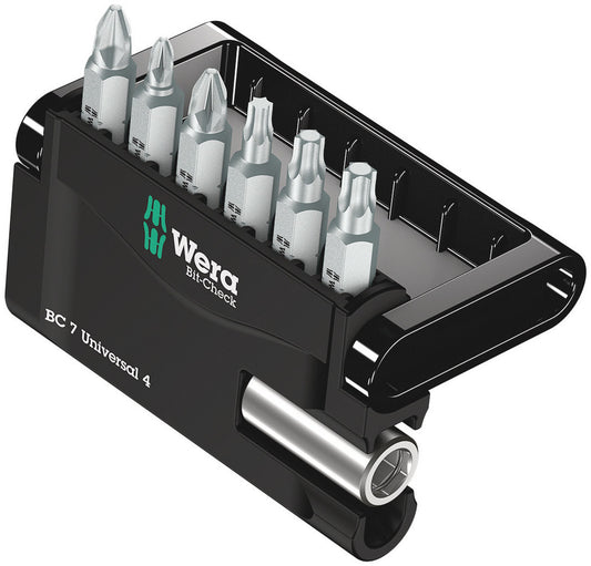 WERA 05135810001 BIT-CHECK 7 UNIVERSAL 4 BITS F. PH/PZ/TX SCREWS + BITHOLDER