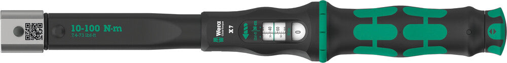 WERA 05075657001 Click-Torque X 7 torque wrench for insert tools, 10-100 Nm, 14x18 x 10-100 Nm