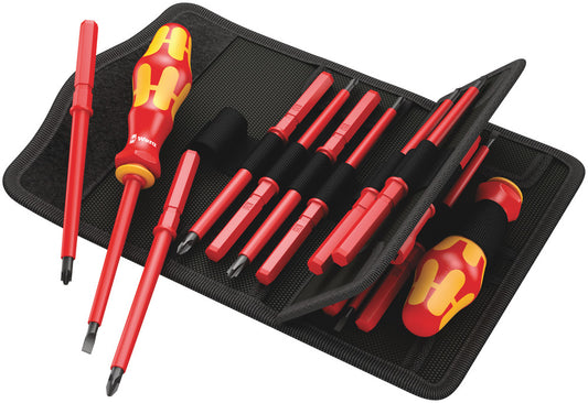 WERA 05347107001 KRAFTFORM KOMPAKT VDE 60I/62I/65I/18 BIT SET WITH HANDLE AND INTER-CHANGABLE BLADES