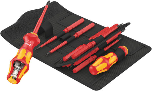 WERA 05057485001 KRAFTFORM KOMPAKT TURBO VDE IMPERIAL SET WITH VDE BLADES IN TEXTILE POUCH 