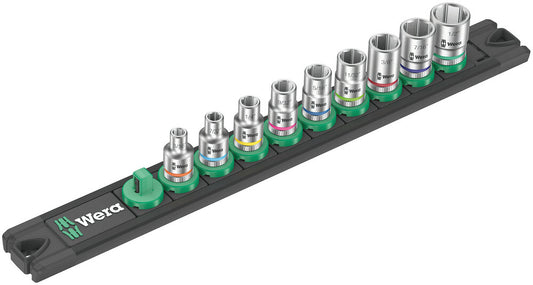 WERA 05005420001 MAGNETIC SOCKET RAIL A IMPERIAL 1 ZYKLOP SOCKET SET, 1/4" DRIVE, IMPERIAL, 9 PIECES