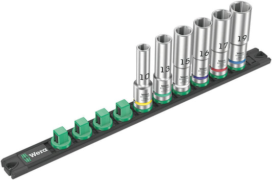 WERA 05005470001 MAGNETIC SOCKET RAIL C DEEP 1 SOCKET SET, 1/2" DRIVE, 6 PIECES